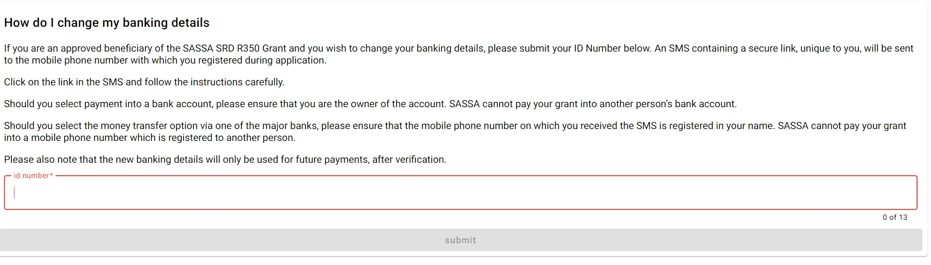 SASSA Change Bank details 2024