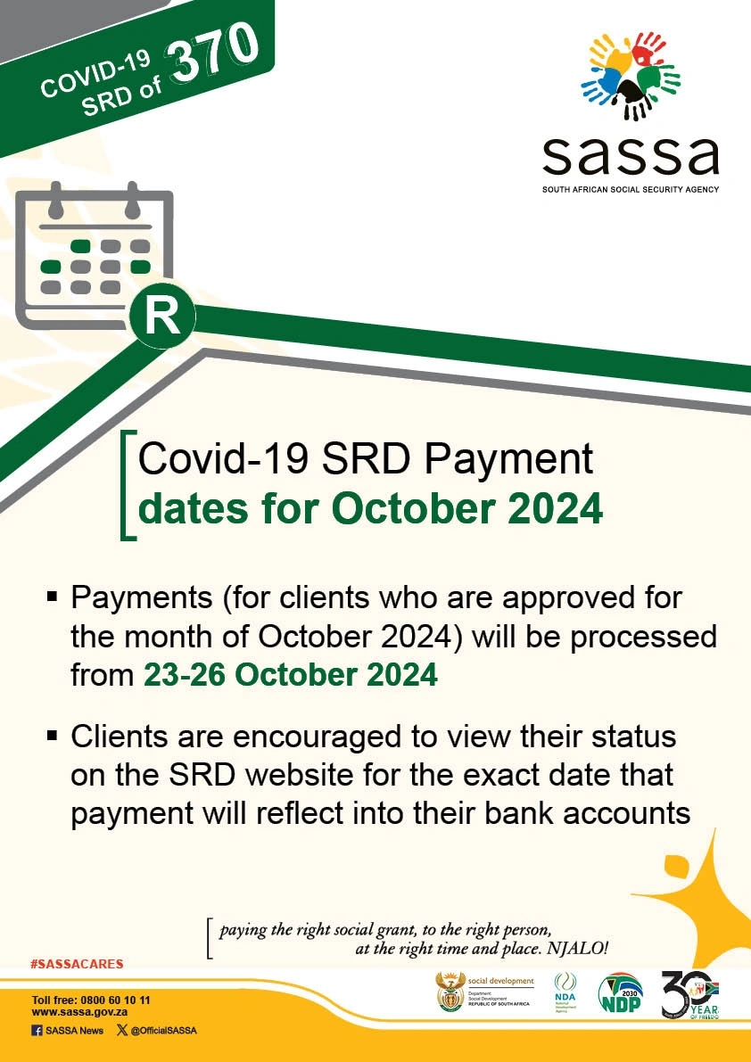 SASSA SRD R370 Payment Dates 2024